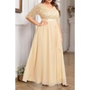 image:imageTalisea Plus Size Formal Dresses  V Neck 34 Sleeves Sequin Evening Gowns Prom Gala Wedding Guest Chiffon Long Maxi DressChampagne