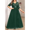 image:imageTalisea Plus Size Formal Dresses  V Neck 34 Sleeves Sequin Evening Gowns Prom Gala Wedding Guest Chiffon Long Maxi DressGreen