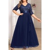 image:imageTalisea Plus Size Formal Dresses  V Neck 34 Sleeves Sequin Evening Gowns Prom Gala Wedding Guest Chiffon Long Maxi DressNavy Blue