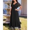 image:imageTalisea Plus Size Formal Dresses  V Neck Flutter Sleeve Glitter Prom Evening Gowns Wedding Guest Chiffon Long Maxi DressBlackchiffon