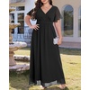image:imageTalisea Plus Size Formal Dresses  V Neck Flutter Sleeve Glitter Prom Evening Gowns Wedding Guest Chiffon Long Maxi DressBlackchiffon