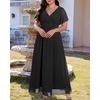 image:imageTalisea Plus Size Formal Dresses  V Neck Flutter Sleeve Glitter Prom Evening Gowns Wedding Guest Chiffon Long Maxi DressBlackchiffon