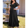 image:imageTalisea Plus Size Formal Dresses  V Neck Flutter Sleeve Glitter Prom Evening Gowns Wedding Guest Chiffon Long Maxi DressBlackglitter