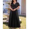 image:imageTalisea Plus Size Formal Dresses  V Neck Flutter Sleeve Glitter Prom Evening Gowns Wedding Guest Chiffon Long Maxi DressBlackglitter