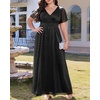 image:imageTalisea Plus Size Formal Dresses  V Neck Flutter Sleeve Glitter Prom Evening Gowns Wedding Guest Chiffon Long Maxi DressBlackglitter