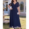 image:imageTalisea Plus Size Formal Dresses  V Neck Flutter Sleeve Glitter Prom Evening Gowns Wedding Guest Chiffon Long Maxi DressBluechiffon