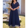 image:imageTalisea Plus Size Formal Dresses  V Neck Flutter Sleeve Glitter Prom Evening Gowns Wedding Guest Chiffon Long Maxi DressBluechiffon