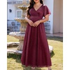image:imageTalisea Plus Size Formal Dresses  V Neck Flutter Sleeve Glitter Prom Evening Gowns Wedding Guest Chiffon Long Maxi DressBurgundyglitter