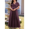 image:imageTalisea Plus Size Formal Dresses  V Neck Flutter Sleeve Glitter Prom Evening Gowns Wedding Guest Chiffon Long Maxi DressDeep Purpleglitter