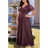 image:imageTalisea Plus Size Formal Dresses  V Neck Flutter Sleeve Glitter Prom Evening Gowns Wedding Guest Chiffon Long Maxi DressDeep Purpleglitter