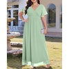 image:imageTalisea Plus Size Formal Dresses  V Neck Flutter Sleeve Glitter Prom Evening Gowns Wedding Guest Chiffon Long Maxi DressSagechiffon