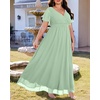 image:imageTalisea Plus Size Formal Dresses  V Neck Flutter Sleeve Glitter Prom Evening Gowns Wedding Guest Chiffon Long Maxi DressSagechiffon