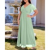 image:imageTalisea Plus Size Formal Dresses  V Neck Flutter Sleeve Glitter Prom Evening Gowns Wedding Guest Chiffon Long Maxi DressSagechiffon