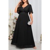 image:imageTalisea Plus Size Formal Dresses  V Neck Flutter Sleeves Evening Gowns Bridesmaid Wedding Guest Chiffon Long Maxi DressBlack