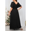 image:imageTalisea Plus Size Formal Dresses  V Neck Flutter Sleeves Evening Gowns Bridesmaid Wedding Guest Chiffon Long Maxi DressBlack