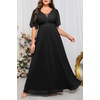 image:imageTalisea Plus Size Formal Dresses  V Neck Flutter Sleeves Evening Gowns Bridesmaid Wedding Guest Chiffon Long Maxi DressBlack