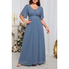 image:imageTalisea Plus Size Formal Dresses  V Neck Flutter Sleeves Evening Gowns Bridesmaid Wedding Guest Chiffon Long Maxi DressBlue