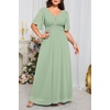 image:imageTalisea Plus Size Formal Dresses  V Neck Flutter Sleeves Evening Gowns Bridesmaid Wedding Guest Chiffon Long Maxi DressGreen