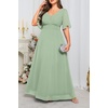 image:imageTalisea Plus Size Formal Dresses  V Neck Flutter Sleeves Evening Gowns Bridesmaid Wedding Guest Chiffon Long Maxi DressGreen