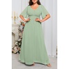 image:imageTalisea Plus Size Formal Dresses  V Neck Flutter Sleeves Evening Gowns Bridesmaid Wedding Guest Chiffon Long Maxi DressGreen