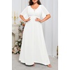 image:imageTalisea Plus Size Formal Dresses  V Neck Flutter Sleeves Evening Gowns Bridesmaid Wedding Guest Chiffon Long Maxi DressWhite