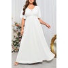 image:imageTalisea Plus Size Formal Dresses  V Neck Flutter Sleeves Evening Gowns Bridesmaid Wedding Guest Chiffon Long Maxi DressWhite