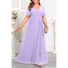 image:imageTalisea Plus Size Formal Dresses  Wedding Guest Bridesmaid Evening Prom Chiffon V Neck Ruffle Short Sleeves Long Dress WomenLight Lavender
