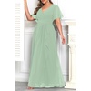 image:imageTalisea Plus Size Formal Dresses  Wedding Guest Bridesmaid Evening Prom Chiffon V Neck Ruffle Short Sleeves Long Dress WomenSage Green