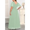 image:imageTalisea Plus Size Formal Dresses  Wedding Guest Bridesmaid Evening Prom Chiffon V Neck Ruffle Short Sleeves Long Dress WomenSage Green