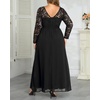 image:imageTalisea Plus Size Formal Wedding Dresses  Gowns Evening Prom Elegant V Neck Long Sleeve Lace Chiffon Long Maxi DressBlack