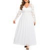 image:imageTalisea Plus Size Formal Wedding Dresses  Gowns Evening Prom Elegant V Neck Long Sleeve Lace Chiffon Long Maxi DressWhite