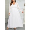 image:imageTalisea Plus Size Formal Wedding Dresses  Gowns Evening Prom Elegant V Neck Long Sleeve Lace Chiffon Long Maxi DressWhite1