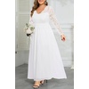 image:imageTalisea Plus Size Formal Wedding Dresses  Gowns Evening Prom Elegant V Neck Long Sleeve Lace Chiffon Long Maxi DressWhite1