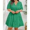 image:imageTalisea Plus Size Green Dress Pastel Spring Easter Hollow Out Eyelet Cute Casual Summer Short A Line Dress Beach Vacation