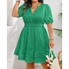 image:imageTalisea Plus Size Green Dress Pastel Spring Easter Hollow Out Eyelet Cute Casual Summer Short A Line Dress Beach Vacation