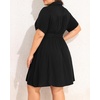 image:imageTalisea Plus Size Shirt Dress Women Button Down Casual Short Sleeve Summer Work Collared Belted Dresses with PocketsBlack