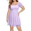 image:imageTalisea Plus Size Square Neck Graduation Summer Casual Sundress Chiffon Swiss Dot Ruffle Flowy Short Smocked DressPurple