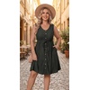 image:imageTalisea Plus Size Summer Dresses  Casual Beach Eyelet Sleeveless Tank V Neck Button Down Swing Short Sundress Pockets WomenBlack