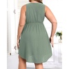 image:imageTalisea Plus Size Summer Dresses  Casual Beach Eyelet Sleeveless Tank V Neck Button Down Swing Short Sundress Pockets WomenGray Green