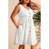image:imageTalisea Plus Size Summer Dresses  Casual Beach Eyelet Sleeveless Tank V Neck Button Down Swing Short Sundress Pockets WomenWhite