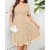 image:imageTalisea Plus Size Wedding Guest Dress  Formal Cocktail Party Ruffle Elegant Tea Length Lace Chiffon V Neck Midi DressesChampagne