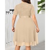 image:imageTalisea Plus Size Wedding Guest Dress  Formal Cocktail Party Ruffle Elegant Tea Length Lace Chiffon V Neck Midi DressesChampagne