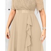 image:imageTalisea Plus Size Wedding Guest Dress  Formal Cocktail Party Ruffle Elegant Tea Length Lace Chiffon V Neck Midi DressesChampagne