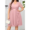 image:imageTalisea Plus Size Wedding Guest Dress  Formal Cocktail Party Ruffle Elegant Tea Length Lace Chiffon V Neck Midi DressesDusty Rose