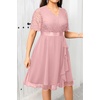 image:imageTalisea Plus Size Wedding Guest Dress  Formal Cocktail Party Ruffle Elegant Tea Length Lace Chiffon V Neck Midi DressesDusty Rose