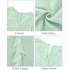 image:imageTalisea Plus Size Wedding Guest Dress  Formal Cocktail Party Ruffle Elegant Tea Length Lace Chiffon V Neck Midi DressesSage Green