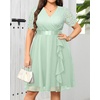 image:imageTalisea Plus Size Wedding Guest Dress  Formal Cocktail Party Ruffle Elegant Tea Length Lace Chiffon V Neck Midi DressesSage Green
