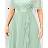 image:imageTalisea Plus Size Wedding Guest Dress  Formal Cocktail Party Ruffle Elegant Tea Length Lace Chiffon V Neck Midi DressesSage Green