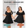 image:imageTalisea Plus Size Womens Sweetheart Neckline Dress Smocked Short Summer Sundress Chiffon Mini Cute Graduation DressesBlack Short Sleeve