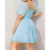 image:imageTalisea Plus Size Womens Sweetheart Neckline Dress Smocked Short Summer Sundress Chiffon Mini Cute Graduation DressesBlue Short Sleeve